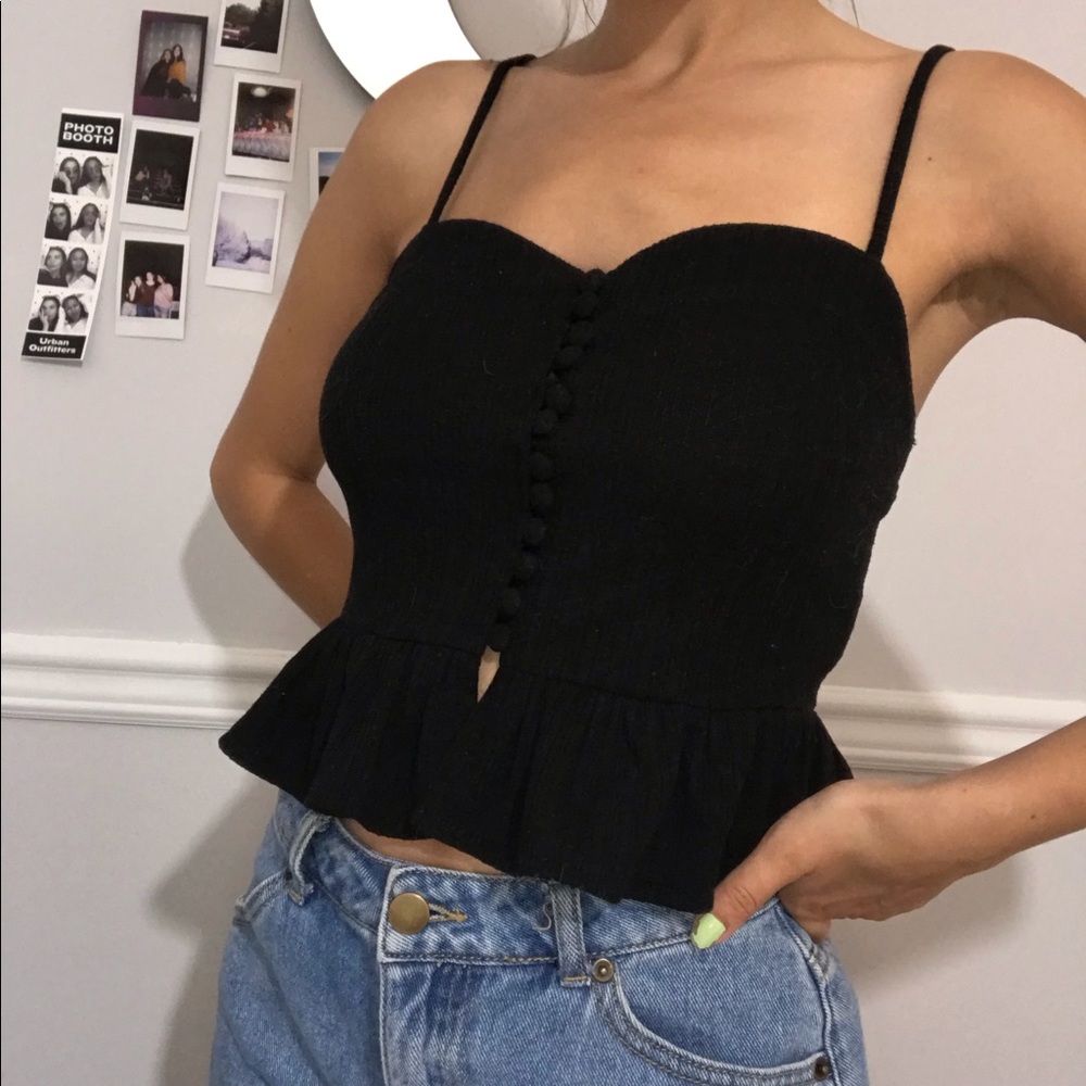 F21 Black Button Flowy Top